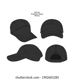 Vector Dad Hat Black Streetwear Fashion Illustration Design Commercial Use