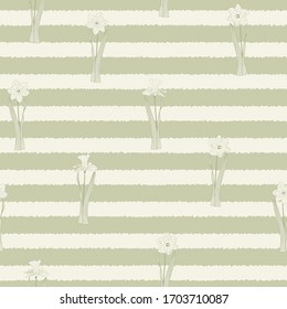 Flores vectoriales en beige verde en franjas beiges verdes sin problemas. Antecedentes para textiles, tarjetas, manufactura, papel pintado, papel, envoltura de regalo y reserva de chatarra.
