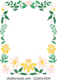 Vector Daffodils Marco rectangular Ilustrado