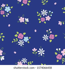vector dainty Floral Seamless Pattern design. Perfect for fabric, wallpaper, background, gift wrapping, surface patterns, scrapbooking, cards, prints and other design projects.