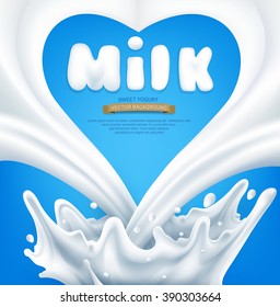 vector. Dairy splash on a blue background