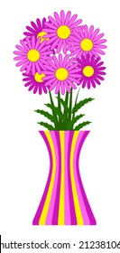 vector daisies in vase isolated on white background