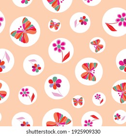 Vector daisy and butterfly seamless pattern background. Perfect for fabric, scrapbooking, wrapping paper, wallpaper and other design projects. 