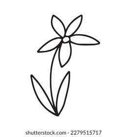 Vektorblümchen-Clipart-Kunst. Handgezeichnete Doodblume einzeln