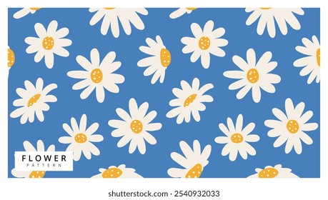 vetor daisy flor padrão projeto de fundo, padrão sem emenda, design plano