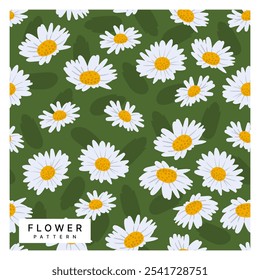 Diseño de fondo del patrón de la flor de la margarita del Vector, modelo inconsútil, diseño plano