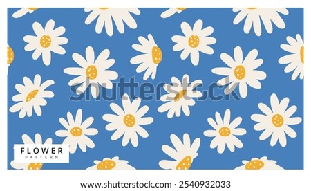 vector daisy flower pattern background design, seamless pattern, flat design