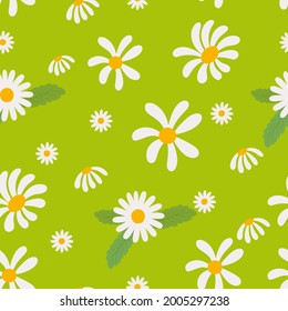 Vector Daisy flower seamless repeat pattern design background. Perfect for modern wallpaper, fabric, 
home decor, and wrapping projects.