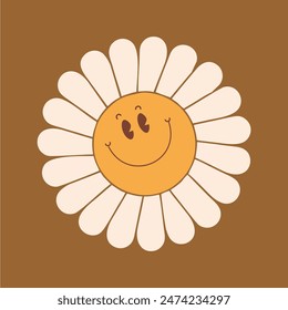 vector daisy flower with smile expression