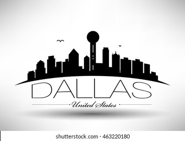 Vector Dallas City Skyline Design