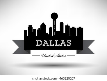 Vector Dallas City Skyline Design