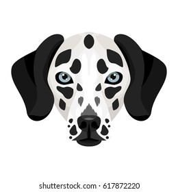 Vector dalmatian breed dog face isolated on white background symbol of new 2018 year