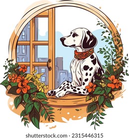 Vector dalmatian dog graphic t-shirt, Tshirt design