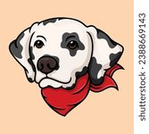 vector of a dalmatian dog wearing a red bandana.