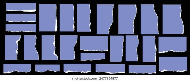 Vector damaged torn paper pieces background set