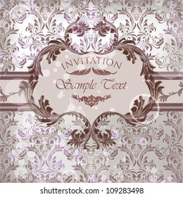 Vector damask background with floral calligraphic frame