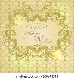 Vector damask background with floral calligraphic frame