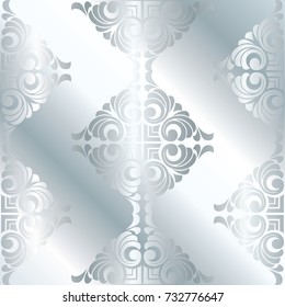 Vector damask baroque silver ornament. Seamless pattern