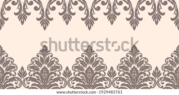 Vector damask\
border element and page decoration. Classical luxury border\
decoration pattern. Seamless texture for textile, wrapping etc.\
Vintage exquisite floral baroque\
template