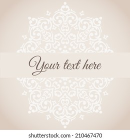 Vector damask circular ornamental frame with a place for your text