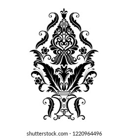 Vector damask element. Isolated damask central illistration. Classical luxury old fashioned damask ornament, royal victorian texture for wallpapers, textile, wrapping