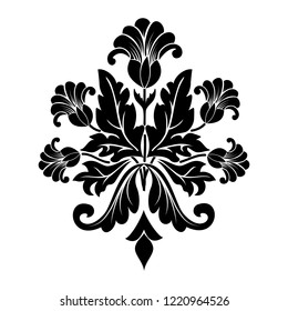 Vector damask element. Isolated damask central illistration. Classical luxury old fashioned damask ornament, royal victorian texture for wallpapers, textile, wrapping