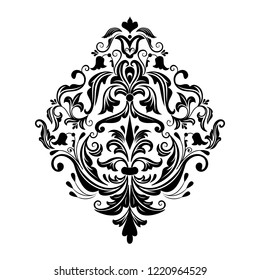 Vector damask element. Isolated damask central illistration. Classical luxury old fashioned damask ornament, royal victorian texture for wallpapers, textile, wrapping