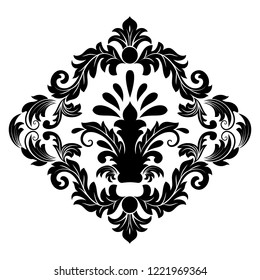 Vector damask element. Isolated damask central illistration. Classical luxury old fashioned damask ornament, royal victorian texture for wallpapers, textile, wrapping