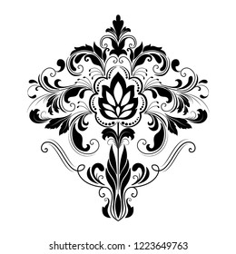 Vector damask element. Isolated damask central illistration. Classical luxury old fashioned damask ornament, royal victorian texture for wallpapers, textile, wrapping