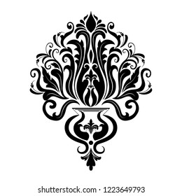 Vector damask element. Isolated damask central illistration. Classical luxury old fashioned damask ornament, royal victorian texture for wallpapers, textile, wrapping