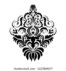 Vector damask element. Isolated damask central illistration. Classical luxury old fashioned damask ornament, royal victorian texture for wallpapers, textile, wrapping