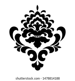 Vector damask element. Isolated damask central illistration. Classical luxury old fashioned damask ornament, royal victorian texture for wallpapers, textile, wrapping