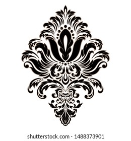 Vector damask element. Isolated damask central illistration. Classical luxury old fashioned damask ornament, royal victorian texture for wallpapers, textile, wrapping