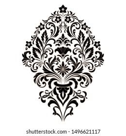 Vector damask element. Isolated damask central illistration. Classical luxury old fashioned damask ornament, royal victorian texture for wallpapers, textile, wrapping
