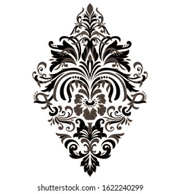 Vector damask element. Isolated damask central illistration. Classical luxury old fashioned damask ornament, royal victorian texture for wallpapers, textile, wrapping