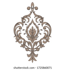 Vector damask element. Isolated damask central illistration. Classical luxury old fashioned damask ornament, royal victorian texture for wallpapers, textile, wrapping