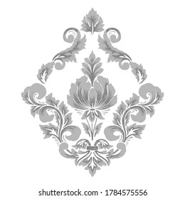 Vector damask element. Isolated damask central illistration. Classical luxury old fashioned damask ornament, royal victorian texture for wallpapers, textile, wrapping