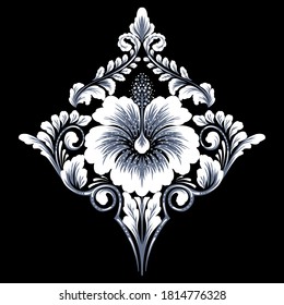 Vector damask element. Isolated damask central illistration. Classical luxury old fashioned damask ornament, royal victorian texture for wallpapers, textile, wrapping