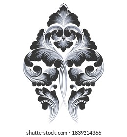 Vector damask element. Isolated damask central illistration. Classical luxury old fashioned damask ornament, royal victorian texture for wallpapers, textile, wrapping