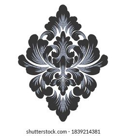 Vector damask element. Isolated damask central illistration. Classical luxury old fashioned damask ornament, royal victorian texture for wallpapers, textile, wrapping
