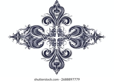 Vector damask element. Isolated damask central illistration. Classical luxury old fashioned damask ornament, royal victorian texture for wallpapers, textile, wrapping.