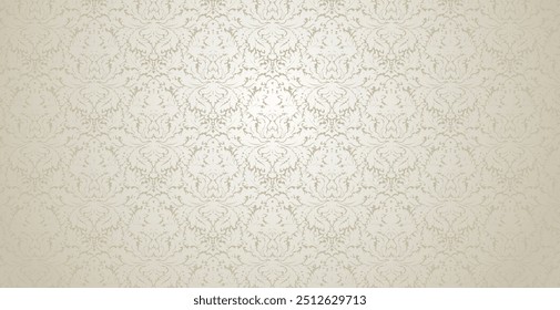 Projeto de papel de parede de cor cinza damáscara de vetor. Padrão de papel de parede floral vintage. Elegante textura de luxo com tons sutis pálidos.