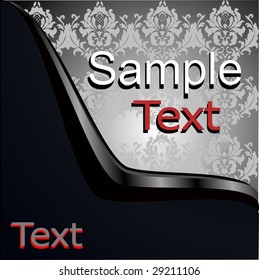 Vector Damask On Black Wave Template