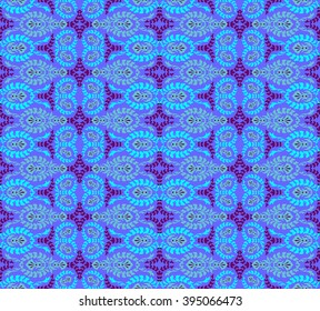 Vector damask ornament blue version.Fashion style backgrounds. Shawl and any surface. Seamless vector pattern on a blue background.