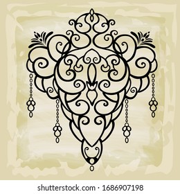 Vector Damask Ornament  - Stock Illustration.