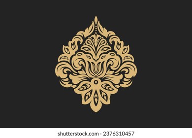 Vector of damask ornamental elements. elegant floral abstract elements for design vintage editable background vector image