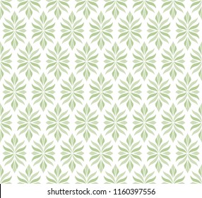 Vector Damask Ornamental Seamless Pattern. Geometric Green Flower Stylish Texture. Abstract Retro Tile Texture.