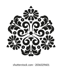 Vector damask pattern. Decorative oriental ornament for laser cutting, tattoo, marquetry, logo for yoga, icons, lace.