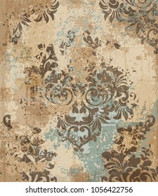 Vector damask pattern element. Classical luxury old fashioned ornament grunge background. Royal Victorian texture for wallpapers, textile, fabric, wrapping. Exquisite floral baroque templates
