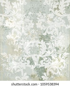 Vector damask pattern element. Classical luxury old fashioned ornament grunge background. Royal Victorian texture for wallpapers, textile, fabric, wrapping. Exquisite floral baroque templates